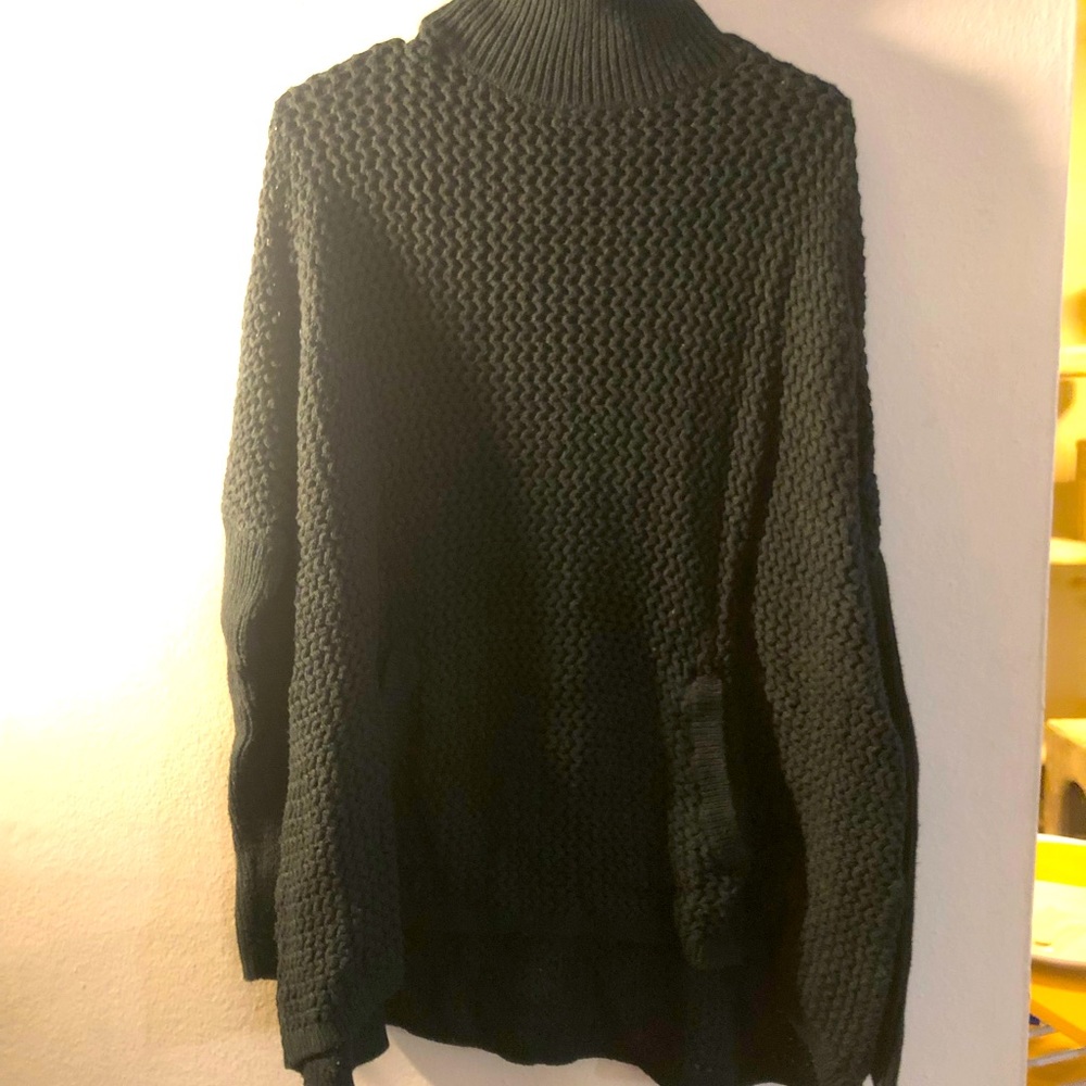 Loft knitted dark green mock neck sweater